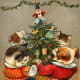 Free vintage dancing dogs and cats Christmas card