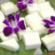 Haupia (coconut pudding) with pineapple