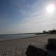 Coming out of the under pass of the railroad bridge, we see Rocky Neck beach. Take a left for the boardwalk.