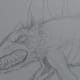 Sketch some quick pencil strokes for fur and add some shaded areas around the head and inner leg.