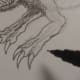 Carefully ink the front legs and add more form.