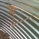 Here is an especially long punch with a handle, which is good for resolving difficult alignment problems, such as the leverage required to lift this sheet to close the gap in the middle. The last sheet in a ring typically presents problems.