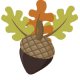 acorn with three oak leaves free clip art