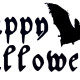 "Happy Halloween" with one flying bat