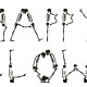 "Happy Halloween" with skeletons