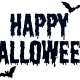 "Happy Halloween" with two flying bats