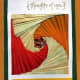 Greeting card with iris folded spiral