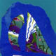 Card with iris folded sail boat