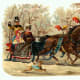 Vintage Christmas images: carriage with horses and people