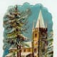 Vintage church and snow scene