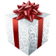 White-and-red Christmas present.