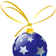Blue Christmas ornament with silver stars.