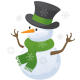 Snowman in top hat.