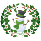 Snowman and holly.