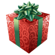 Red-and-green Christmas present clip art.
