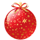 Red Christmas ornament with tiny gold stars.