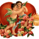 Free vintage angels with red Valentines Day heart