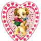 Vintage puppy in pink lace heart Valentine's Day clip art