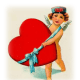 Vintage Valentine clipart Cupid delivering a red heart