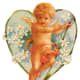 Vintage angel with heart and white flowers