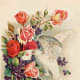 Vintage dove and roses Valentine flowers clip art
