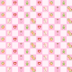 Baby scrapbook paper: pink check with flowers, diaper pins, dolls, hearts and a baby girl in a carriage -- small size