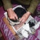 Here the plasticine is removed from the dried mask.