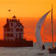 Lorain Lighthouse at sunset.