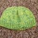 This is a more recent creation made from one strand of green cotton yarn and one strand of blue crochet thread.