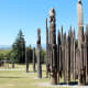 The sculpture spreads over a large area.