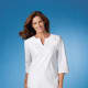 Novelty Keyhole Neck 3/4 Sleeve White Tunic from Cherokee