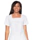Embroidered Square Neck White Scrub Top