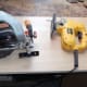 DeWalt tools used to cut back and side panels to size and cut slot for dangly cat toy to fit through back of cubbyhole