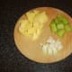 Chopped potato, celery and onion