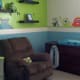 As you can see a little paint & wall decals make this room feel totally custom!