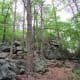 This is the view of the large rockface as you begin to climb on the Rocktop Trail.