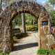 Archway marking the location of the endangered species garden at Mercer Arboretum