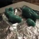 Taffy after pulling (this was a different batch we colored blue). You can just eat it or put it in wax paper wrappers for later.