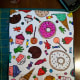 I drew the sweets design on printer paper and my sister coloured it in with markers.