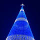 Mile High Tree in Denver, Colo. with blue and white lights