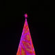Mile High Tree in Denver, Colo. with purple and orange lighting pattern.