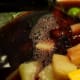 Add the entire bottle of wine. Chill several hours in refrigerator.