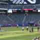 Practicing before the game against the NY Jets.