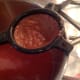 Take the juice off the stove and strain again. This will get out the eggshell and more pulp.