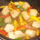 Chicken and peppers are simmered in sweet chilli sauce