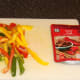Peppers are sliced for frying