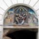 Modern rendition of the nativity with St. Frances in attendance.