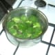 Precooking broccoli for duck biryani
