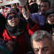 Egyptian women in protest on International Women's Day, wearing the ameera and the shayla style veils - both examples of an hijab