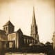 Gustave Le Gray - Saint Savin, (Vienne). 1847/1855. My eyes were drawn to the texture in the wall to the detail of the steeple on the church. Salted paper print.